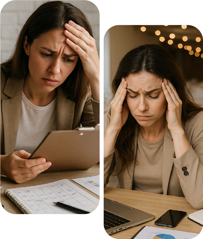 Persona estresada organizando un evento